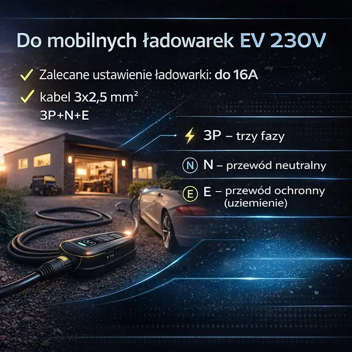 Qoltec Power adapter for EV chargers | CEE 16A 5-pin socket | 400V to 230V SCHUKO adapter | max 16A | 3.5 kW