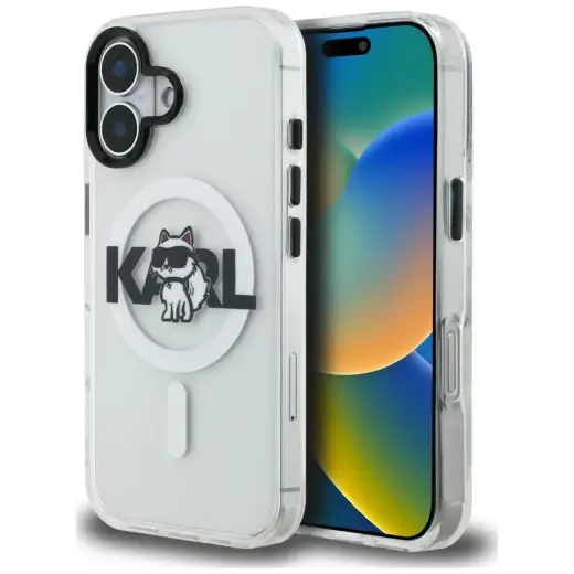 Karl Lagerfeld IML Choupette Sketch Logo чехол с поддержкой MagSafe для телефона iPhone 16 прозрачный (кот)