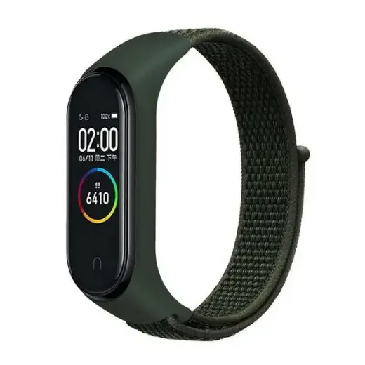 Beline išmaniojo laikrodžio dirželis Xiaomi Mi Band 3/4/5/6/7 | nailoninis | žalias