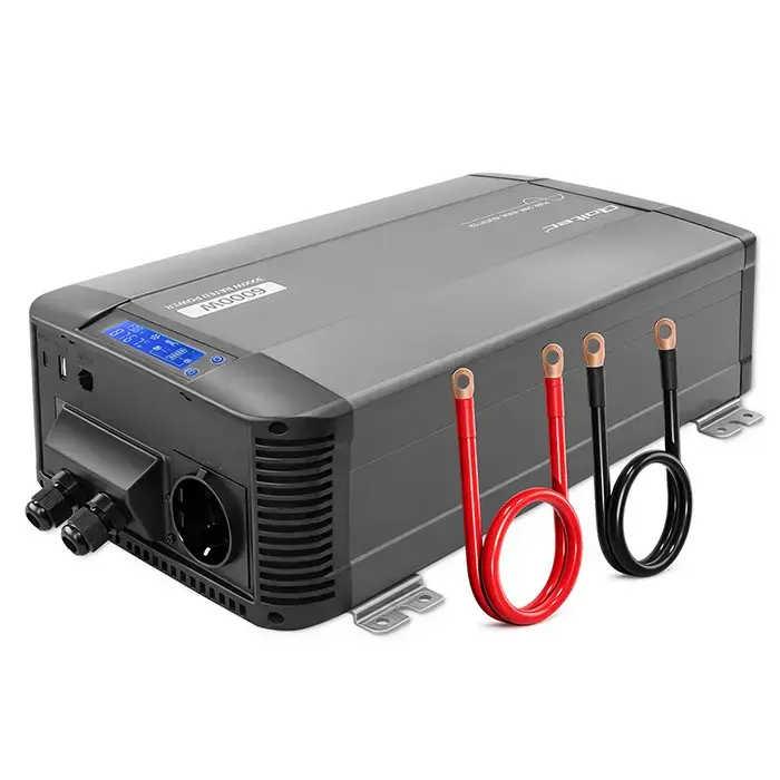Qoltec Pure Sine Wave Inverter | 12V to 230V | 3000/6000W | LCD | USB | USC-C | Compatible with LiFePO4 GEL AGM