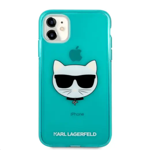 KLHCN61CHTRB Karl Lagerfeld TPU Choupette Head Case for iPhone 11 Fluo Blue