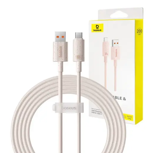 Baseus Habitat Series datu pārraides un uzlādes vads | USB-A uz USB-C | 100W | 2m | rozā