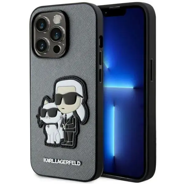 Karl Lagerfeld KLHCP14XSANKCPG iPhone 14 Pro Max 6.7" hardcase srebrny|silver Saffiano Karl & Choupette