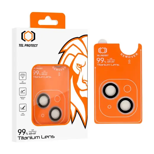 Tempered glass Tel Protect Titanium Lens 99% AR on camera for Iphone 14/14 Plus/16e transparent (lens 2 pcs)