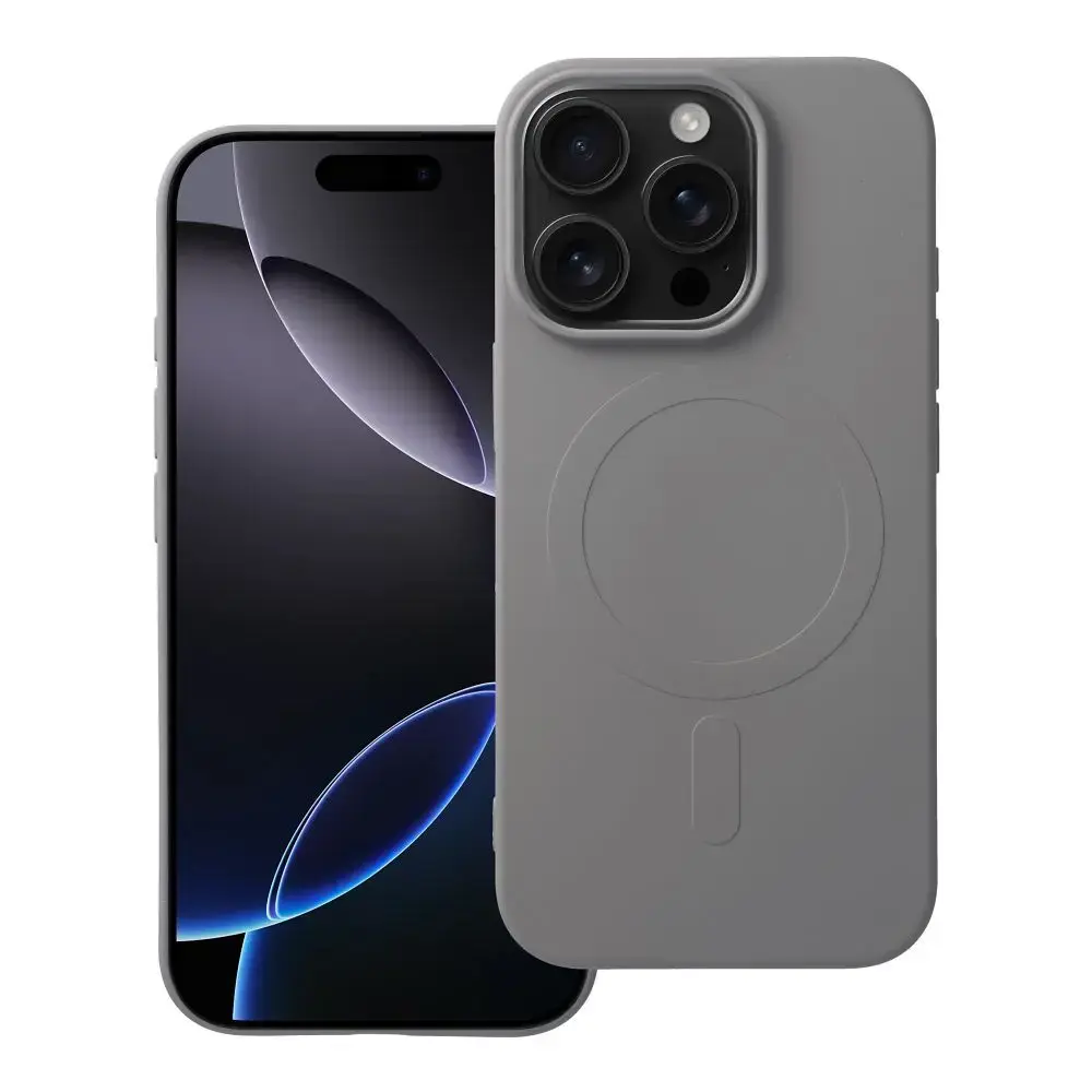 Silicone Mag Cover (big hole) phone case with MagSafe support for iPhone 16 Pro gray