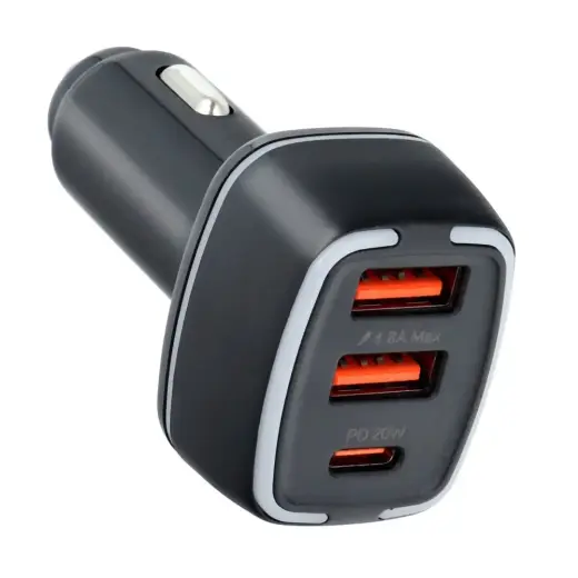 Pavareal car charger Type C (USB-C) PD 20W + USB 3A black