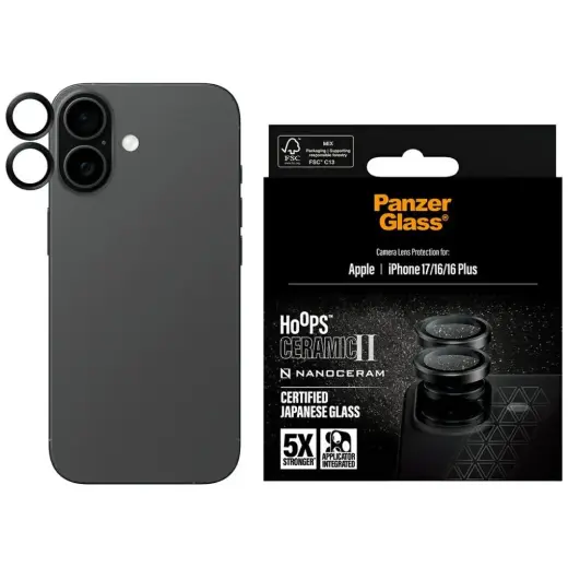PanzerGlass Hoops Ceramic II lens glass for iPhone 17 | 16 | 16 Plus