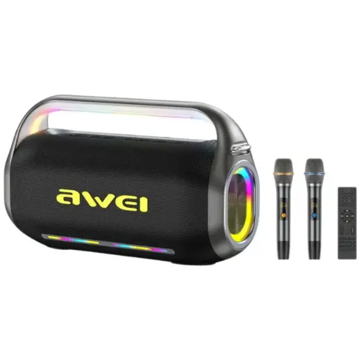 Portable Wireless Speaker AWEI KT20 400W Bluetooth 5.3 with Karaoke Set Black
