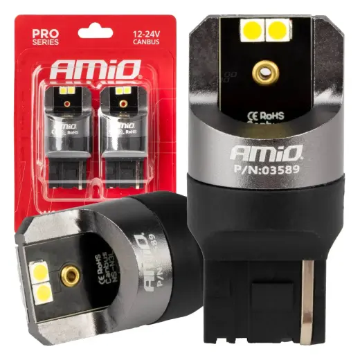 LED CANBUS PRO series 7440 W21W 4x3030 SMD White 12/24V AMIO-03589