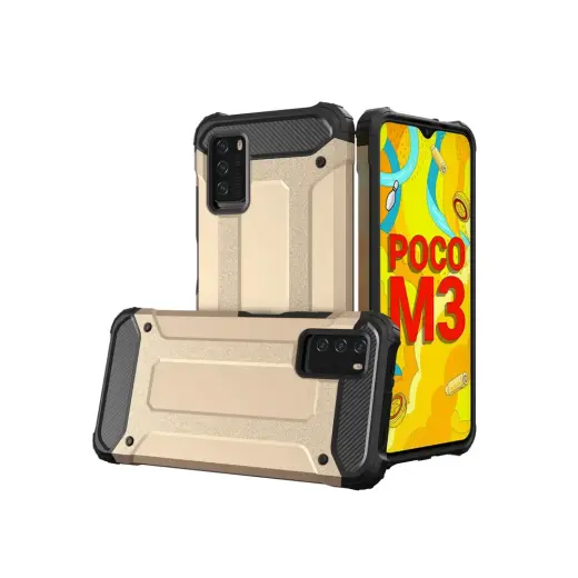 Hybrid Armor Case Tough Rugged Cover for Xiaomi Redmi Note 10 5G / Poco M3 Pro golden