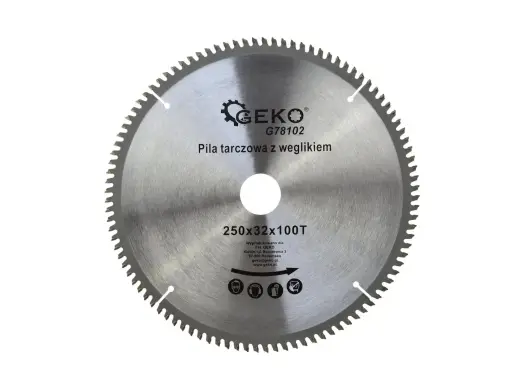 GEKO TCT Aluminium Circular Saw Blade 250x32x100T + 5 Reduction Rings 32/ -30 -25,4 -22,2 -20 -16