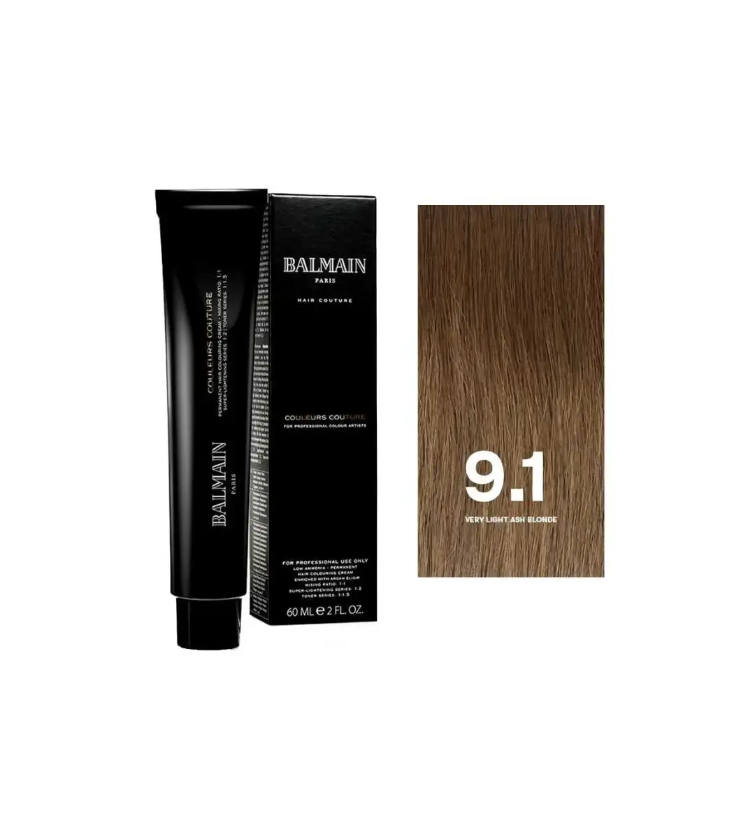 Balmain Professionnel, Couleurs Couture, Permanent Hair Dye, 9.1 Very Light Ash Blonde, 60 ml