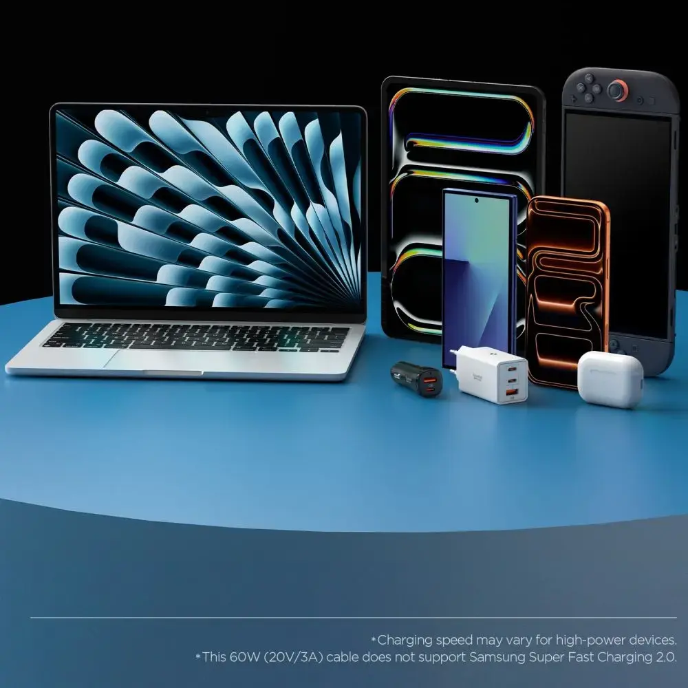 Spigen EB6010CC datu pārraides un uzlādes vads | USB-C uz USB-C | 60W | 1m | rozā