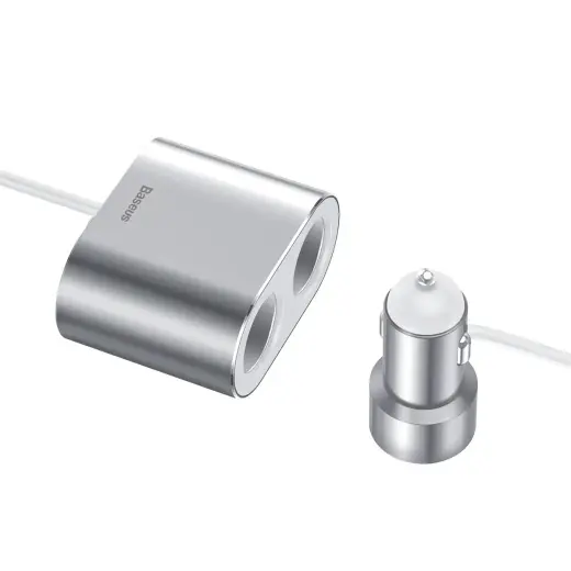 Baseus CRDYQ-0S automašīnas lādētājs | 80W | USB-A, cigarešu šķiltavu ligzda | sudraba