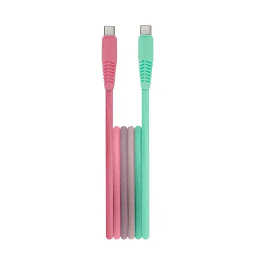 Setty KGC-C-1.5/320 datu pārraides un uzlādes vads | USB-C uz USB-C | 15W | 1.5m | tirkīza, rozā