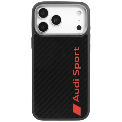 Audi R8 Carbon Fiber maciņš ar MagSafe atbalstu telefonam iPhone 17 Pro Max melns
