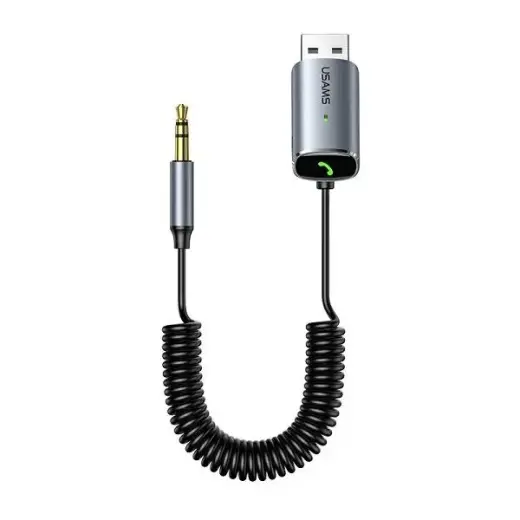 USAMS Adapter audio Bluetooth 5.0USB-AUX szary|iron grey SJ504JSQ01 (US-SJ504)