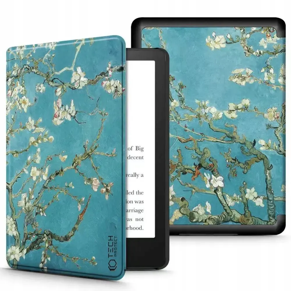Tech-Protect SmartCase case for Kindle Paperwhite V | 5 | Signature Edition - blue with sakura flowers