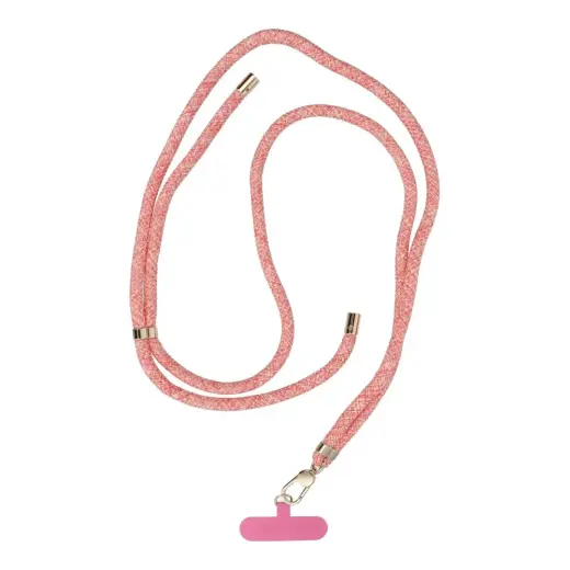 SWING (8mm) Phone lanyard, Phone pendant with adjustable length / cord length 165cm (max 82.5cm in the loop) / on the shoulder or neck - pink-white