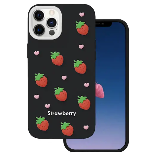 Strawberry phone case for iPhone 12 | iPhone 12 Pro black