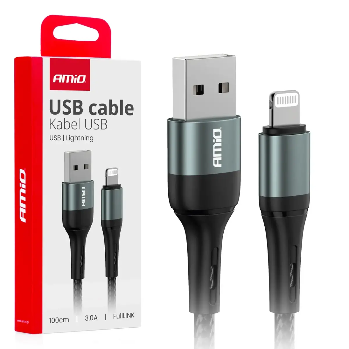 AMiO AMIO-03913 datu pārraides un uzlādes vads | USB-A uz Lightning | 15W | 1m