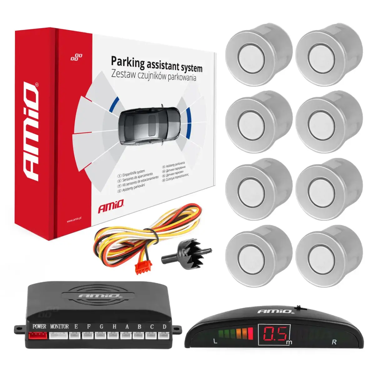 Parking sensor 8 LED silver