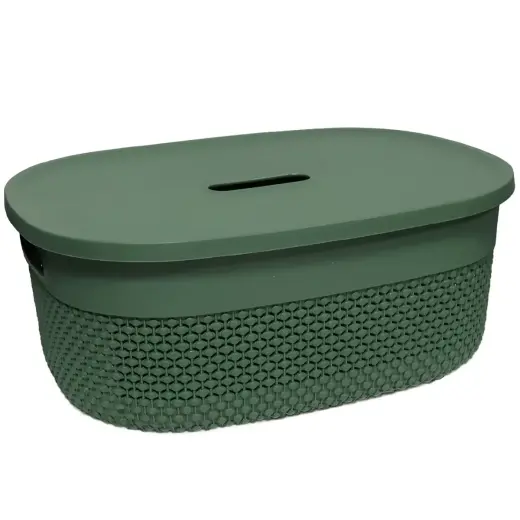 Basket with lid Deny 38x28x15cm, green