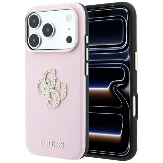 Case Guess Smooth & Big Strass Logo for iPhone 18 Pro / 17 Pro pink