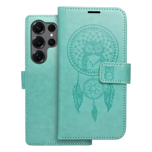 MEZZO dreamcatcher knyginio tipo telefono dėklas Samsung Galaxy S25 Ultra (S938) žalias