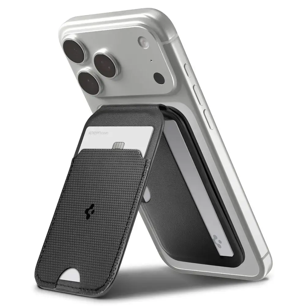 SPIGEN S314-2 SLIM FOLD TRIPOD MAGSAFE UNIVERSAL MAGNETIC CARD HOLDER BLACK