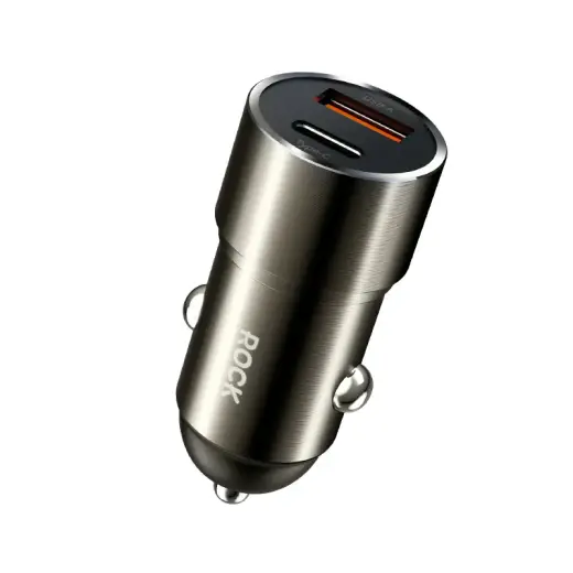 Rock car charger | 15W | USB-A, USB-C | dark grey
