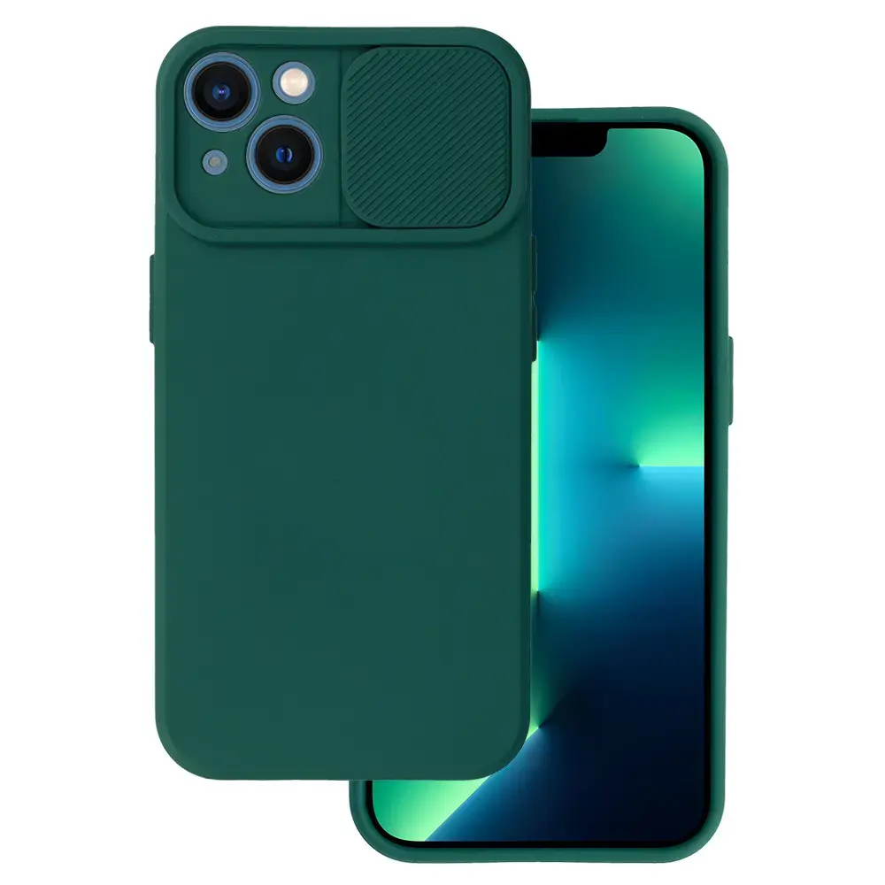 Camshield Soft maciņš telefonam iPhone 13 zaļš (ar kameras aizsargu)