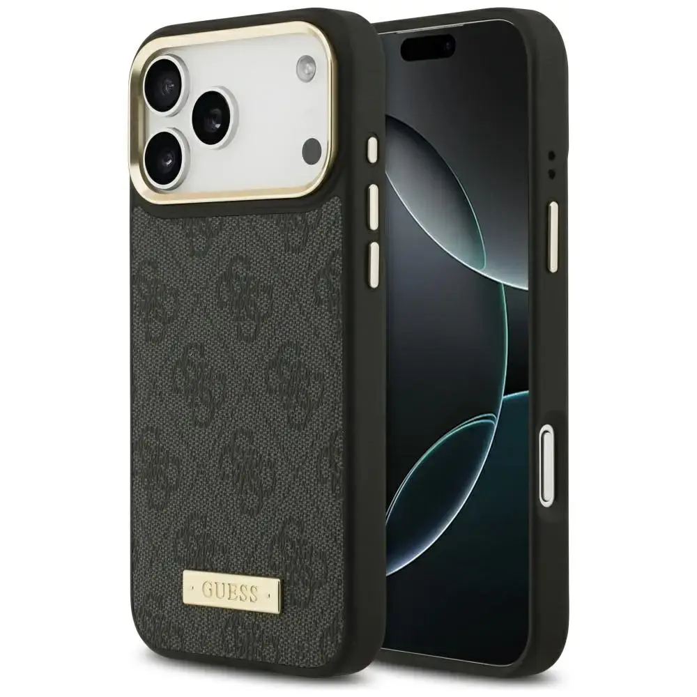 Guess 4G Logo Plate MagSafe Case for iPhone 17 Pro Max Black