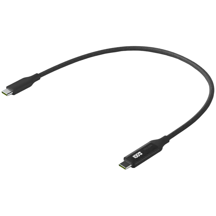 Ubiquiti UACC-Cable-USB-100W-0.3M-BK USB-C Cable with Charge Display, 100W max power output, 0.3m
