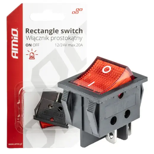 Rectangular switch 12V/230V (with red light) BU02