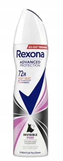 Rexona Invisible Pure Advanced Protection Antiperspirant Against White and Yellow Stains 72 Hours 150 Ml