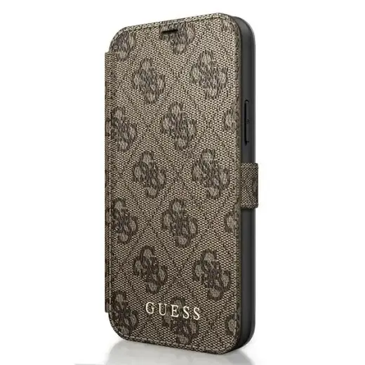 Guess GUFLBKSP12L4GB iPhone 12 Pro Max 6,7" brązowy|brown book 4G Charms Collection