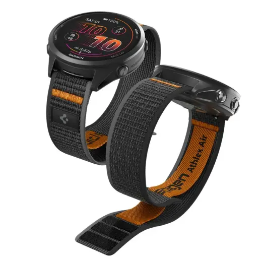 Spigen universalus išmaniojo laikrodžio dirželis (22 mm) | nailoninis | juodas/oranžinis