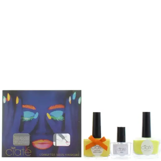 Set Ciate: Paint Pot, Top Coat, Nail Polish, Black Light, 5 ml + Paint Pot, Nail Polish, Neon Glitter, 10 g + Paint Pot, Nail Polish, Neon Orange, 13.5 ml