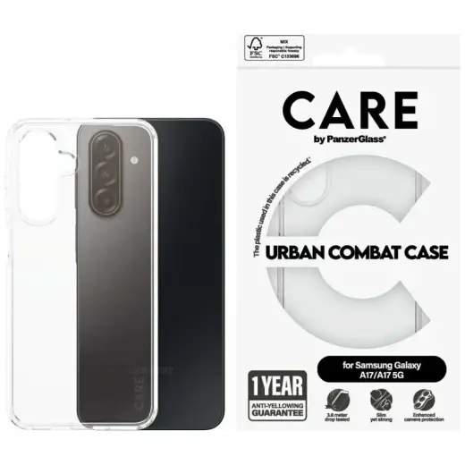 CARE by PanzerGlass Flagship Urban Combat telefoni ümbris Samsung Galaxy M17 5G (M176) | A17 4G (A175) | A17 4G (A175) 5G läbipaistev