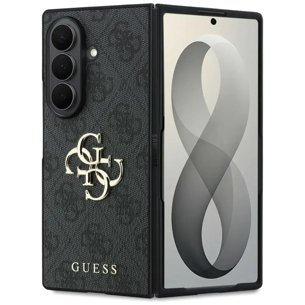Guess PU 4G Metal Logo telefono dėklas Samsung Galaxy Z Fold 8 Ultra (F976) pilkas