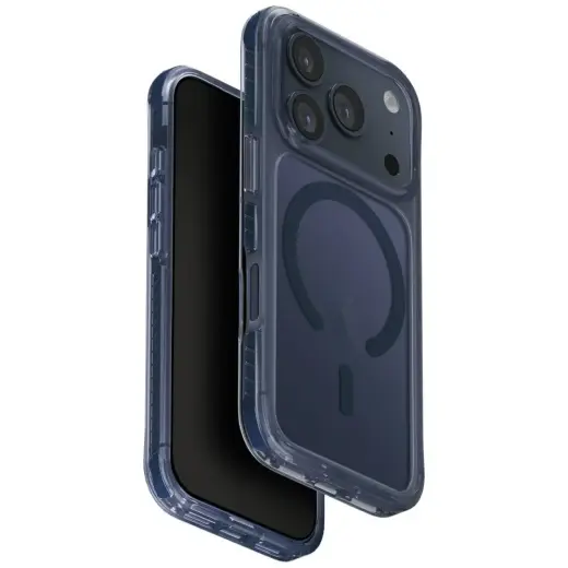 UNIQ Combat phone case with stand and MagSafe support for iPhone 17 Pro blue