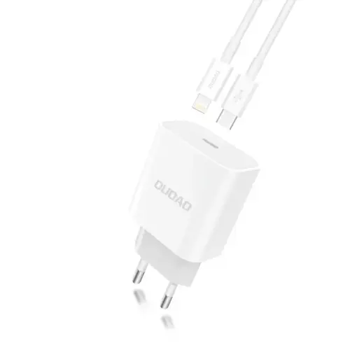 Dudao fast EU USB Type C Power Delivery 18W charger + cable USB Type C | Lightning cable 1m white (A8EU + PD cable white)