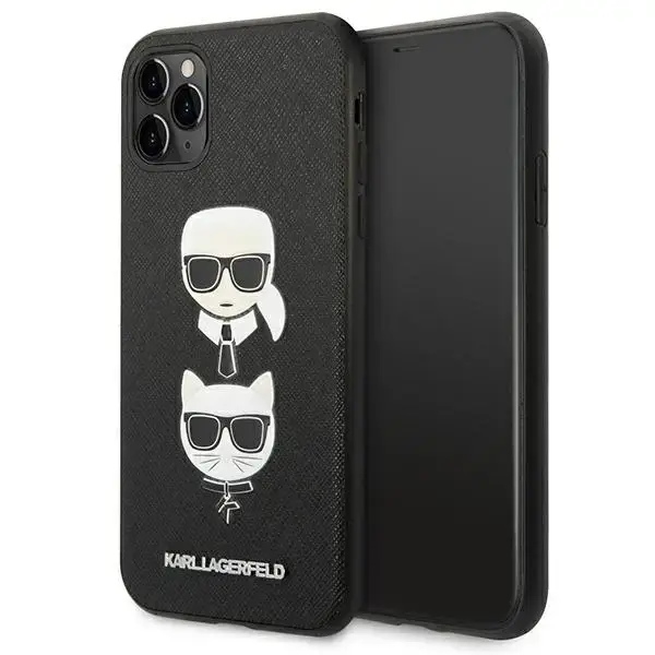 Karl Lagerfeld Saffiano Karl&Choupette Head Case for iPhone 11 Pro 5.8" - Black