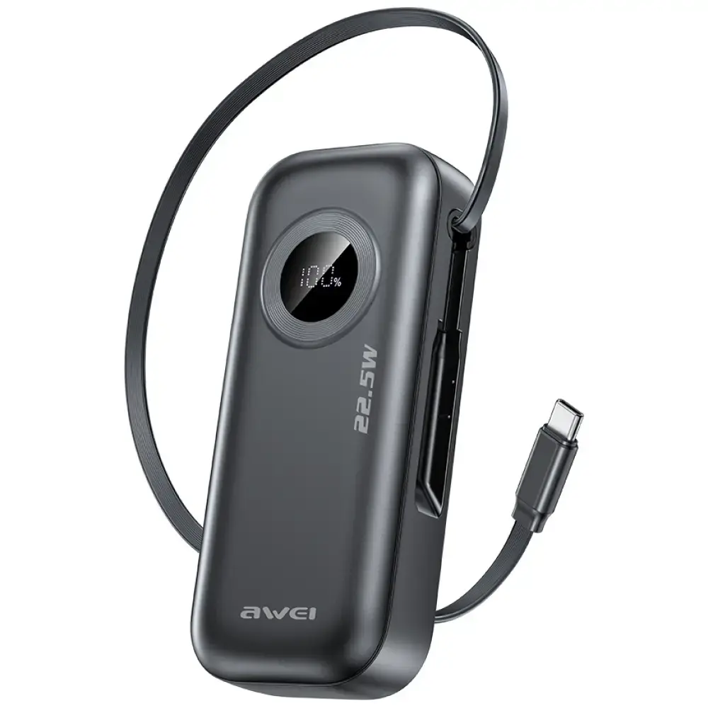 AWEI PA-9 ārējais akumulators (powerbank) | 10000 mAh | 22.5W | USB-C | melns