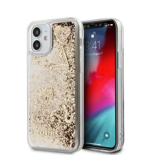 Guess GUHCP12SGLHFLGO iPhone 12 mini 5,4" gold|złoty hardcase Glitter Charms