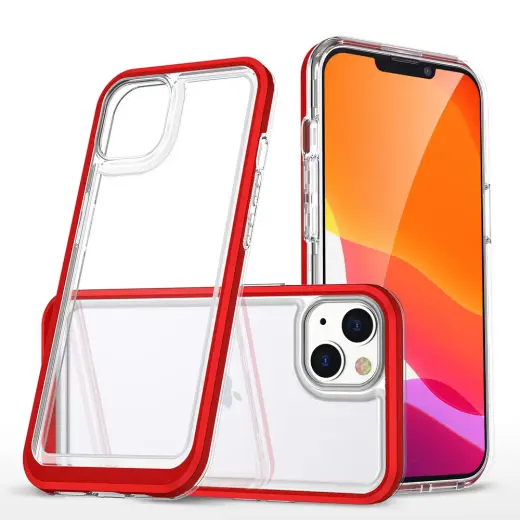 Clear 3in1 maciņš telefonam iPhone 14 Plus sarkans