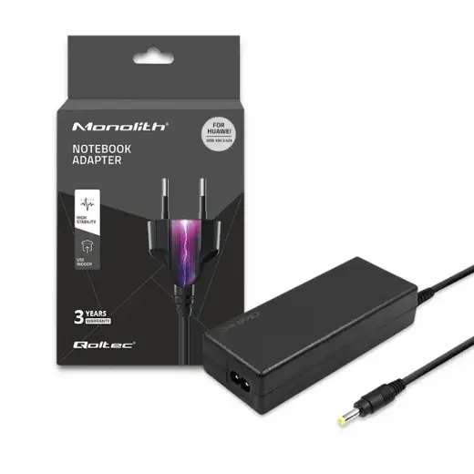 Qoltec Power adapter for laptop Huawei 65W | 19V | 3.42A | 4.0*1.7 | +power cable