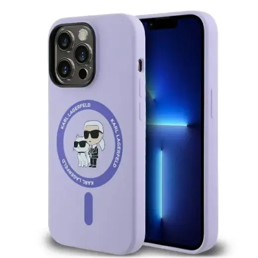 Karl Lagerfeld KLHMP14XSCMKCRHU iPhone 14 Pro Max 6.7" purpurowy|purple hardcase Silicone Karl&Choupette Heads Ring MagSafe