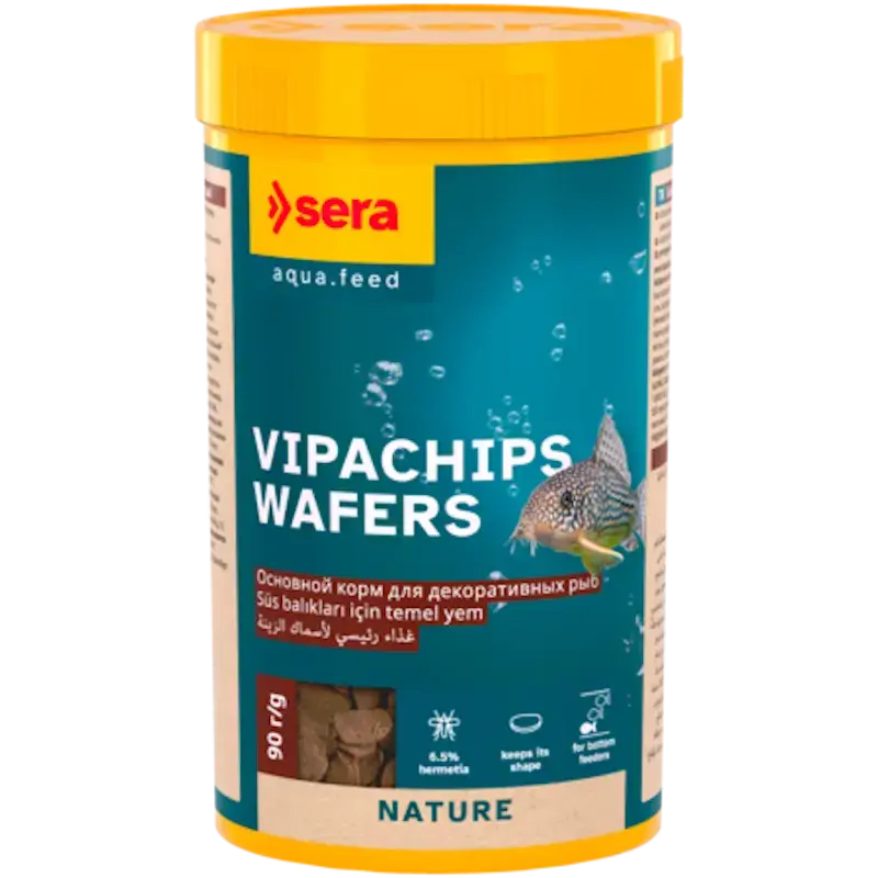 Barība plānu čipsu veidā dekoratīvajām zivīm - Sera Vipachips 250ml (90g)